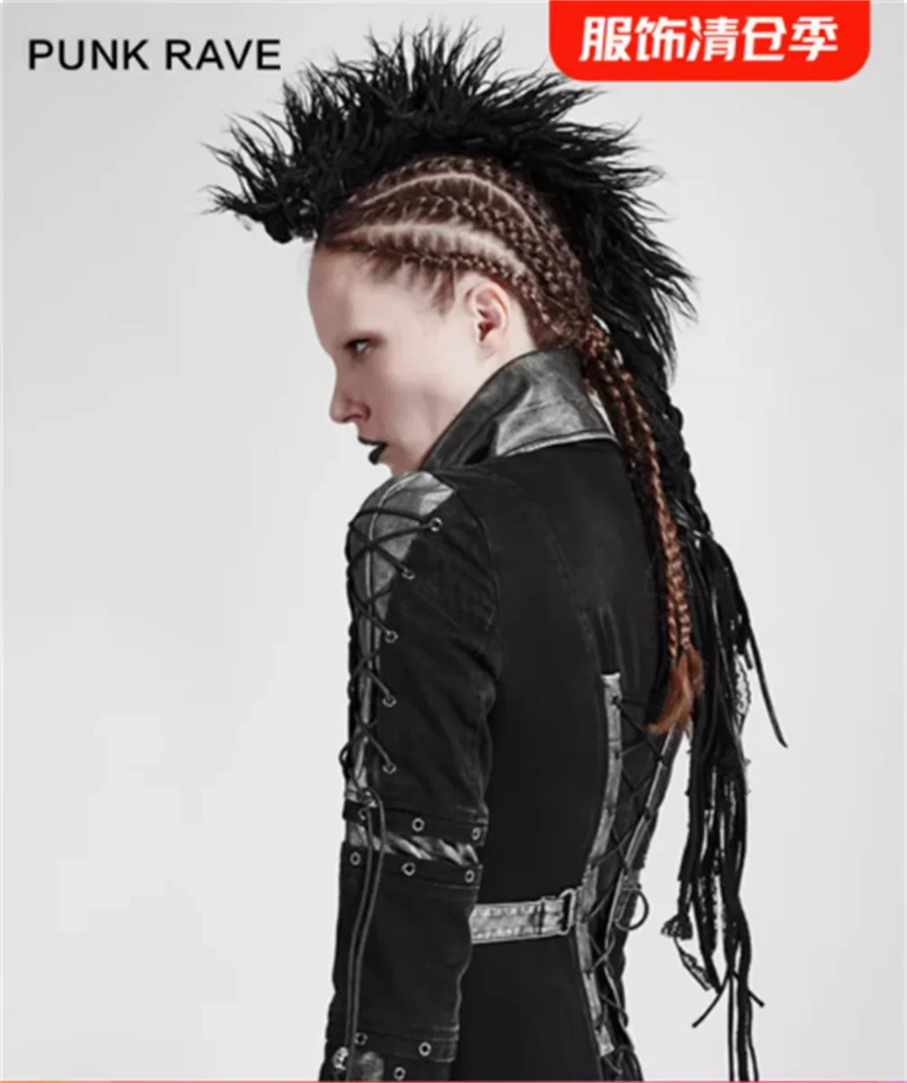 Мужской винтажный черный парик Pumk Dreadlock Goth Rock Hair Hedgehog
