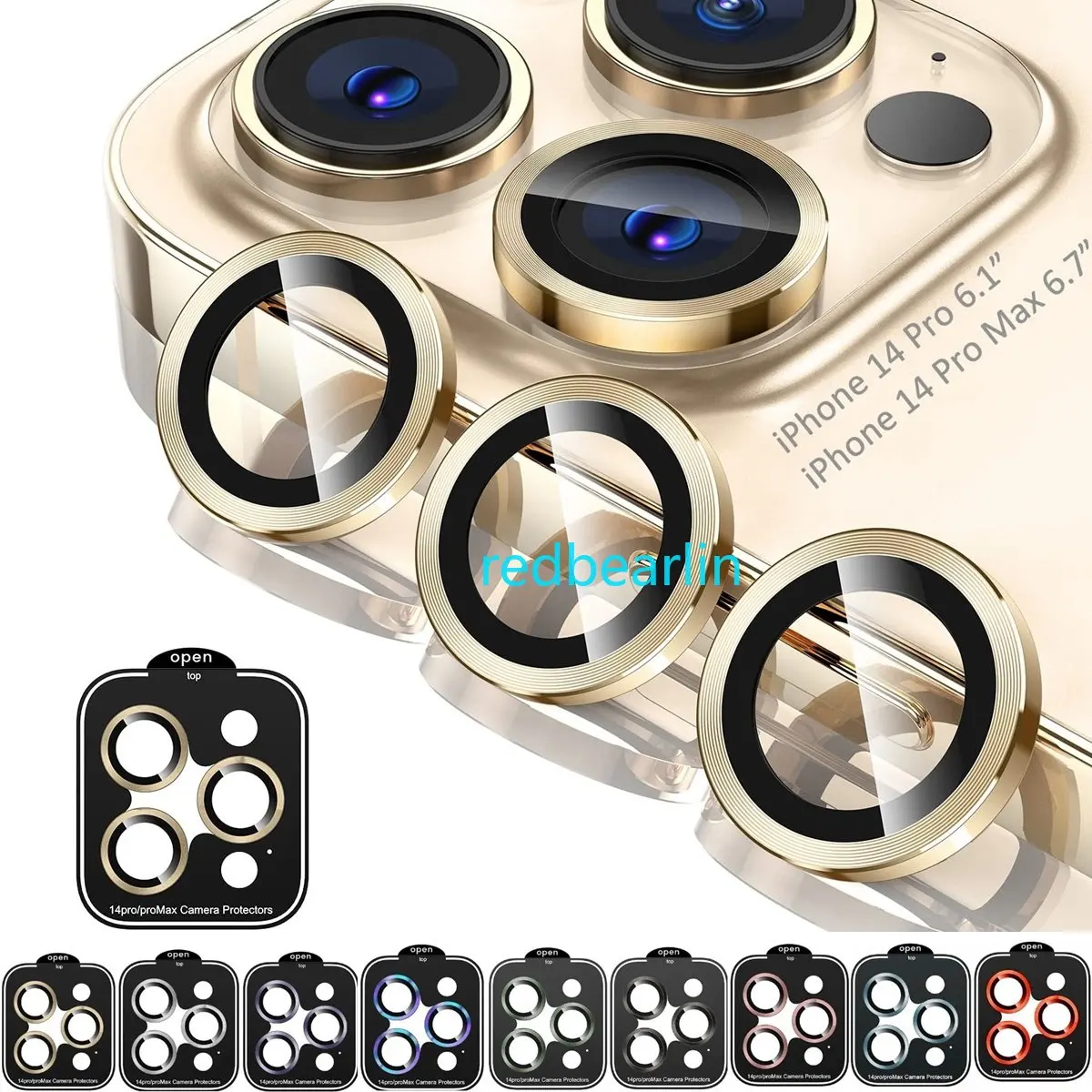 100PCS Quick Stick Installation 3D Camera lens Protector Cover For Iphone 11 12 13 14 Pro 14 Pro max Camera lens Tempered screen