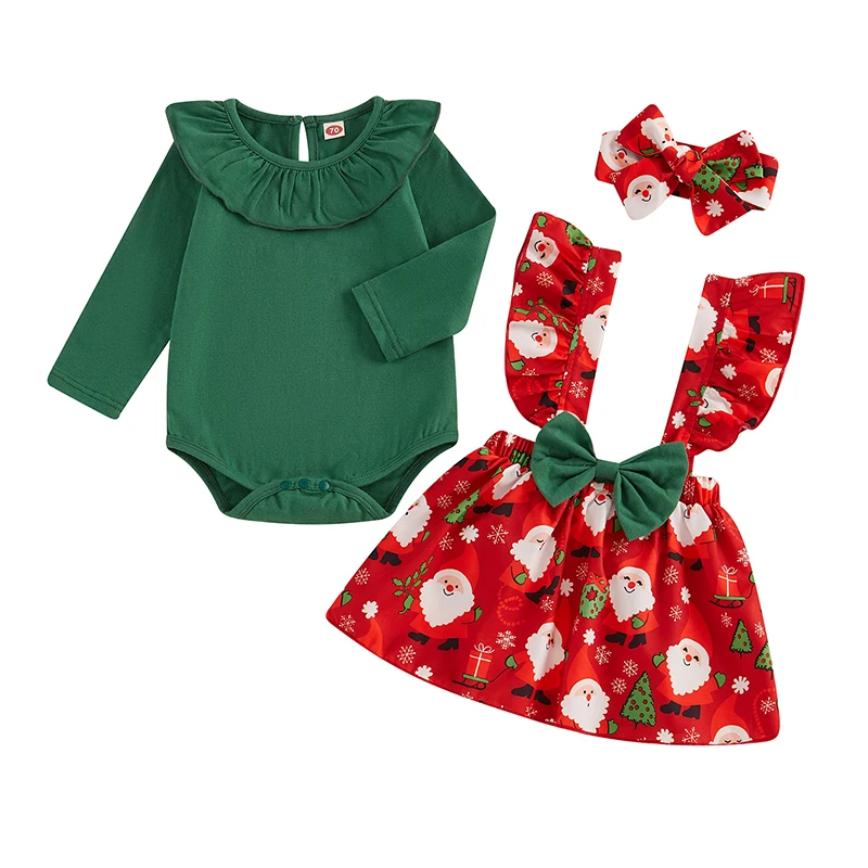 Рождественский наряд для маленьких девочек комбинезон с длинными рукавами и