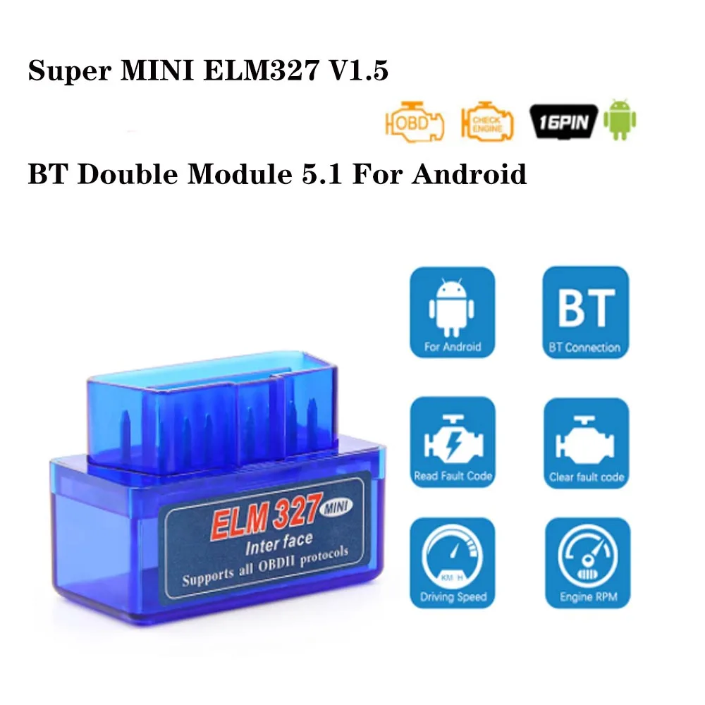 Elm327 V1.5 ODB2 BT модуль 5 1 ELM 327 в OBD2 для Android автомобильный считыватель кодов OBD