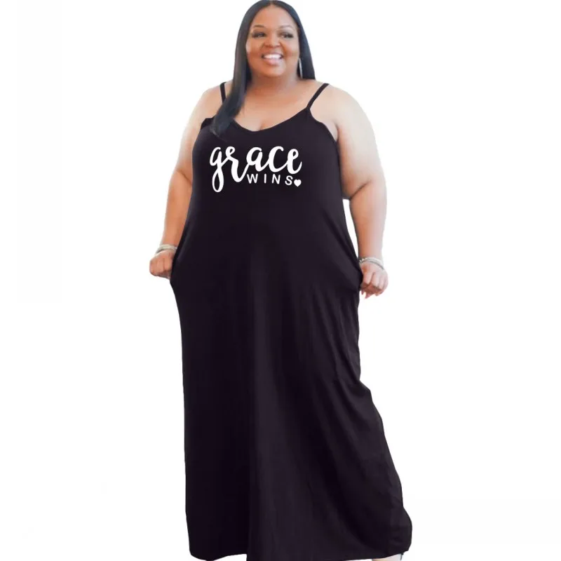 

African Maxi Dresses For Women Spaghetti Strap Dashiki Traditional Africa Clothing Summer Letter Print Casual Robe African Dress