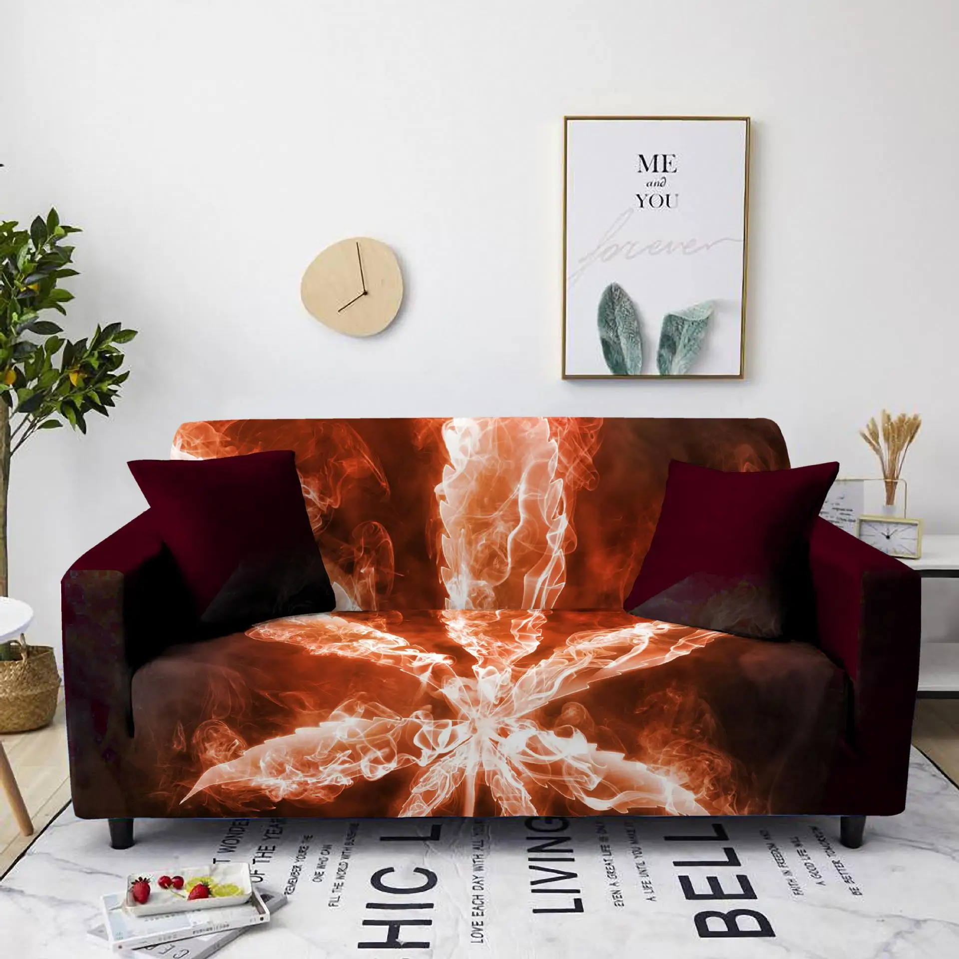 

New Plant Maple Leaf Printing Elastic Sofa Cover All Inclusive Sofa Covers for Living Room Home Sectional Sofa Cushion Cover