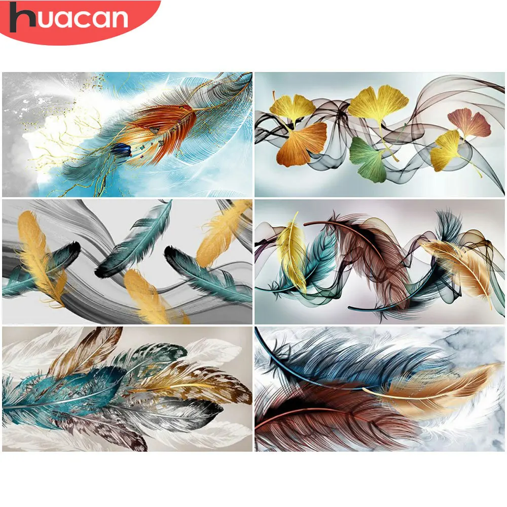 

HUACAN полный квадратный Круглый Алмаз Картина Красочные перья картина Стразы Алмазная вышивка мозаика набор домашний декор