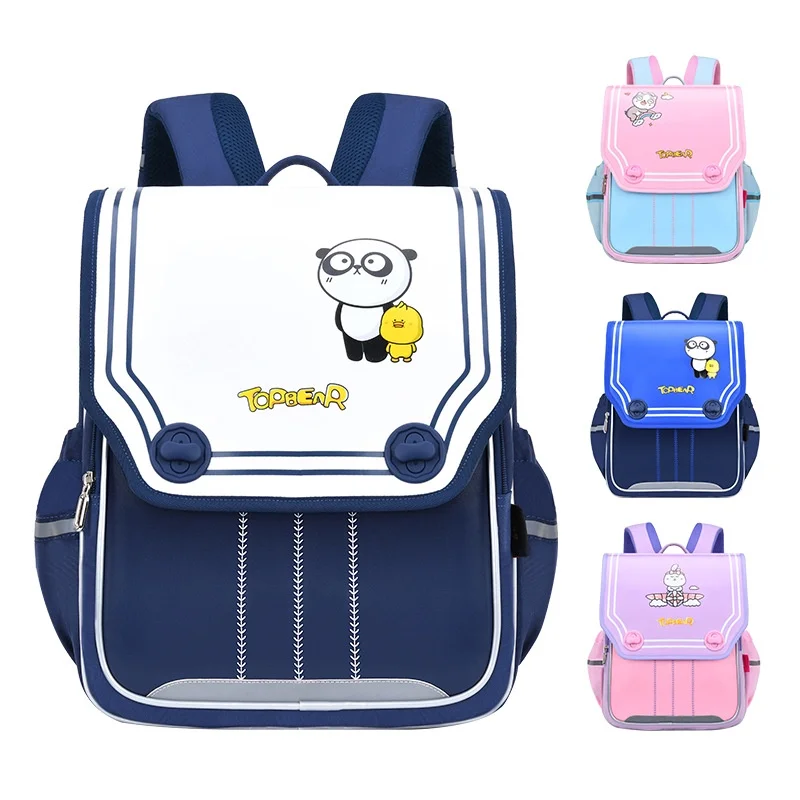 Children Cute Cartoon Panda Rabbit Backpacks New Girl Boy British Style PU Students Large Capacity Cartoon Schoolbags All-match