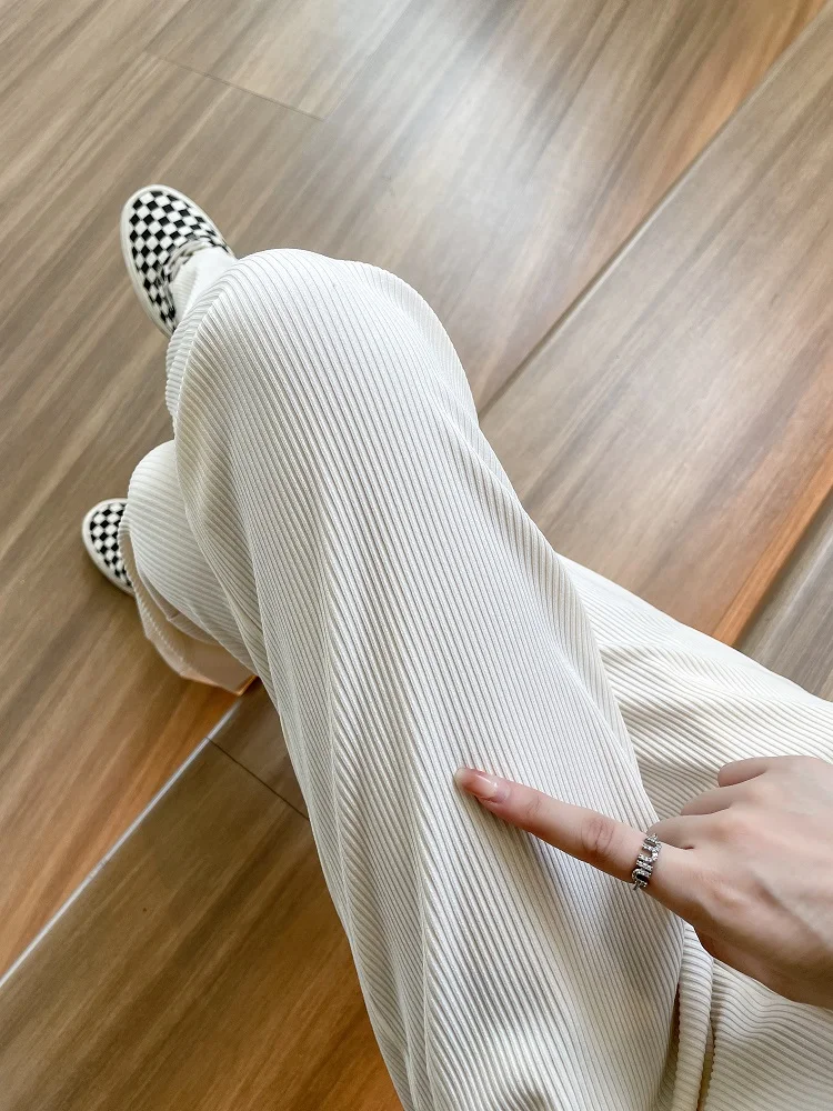 Брюки женские полосатые с широкими штанинами свободные прямые строгие