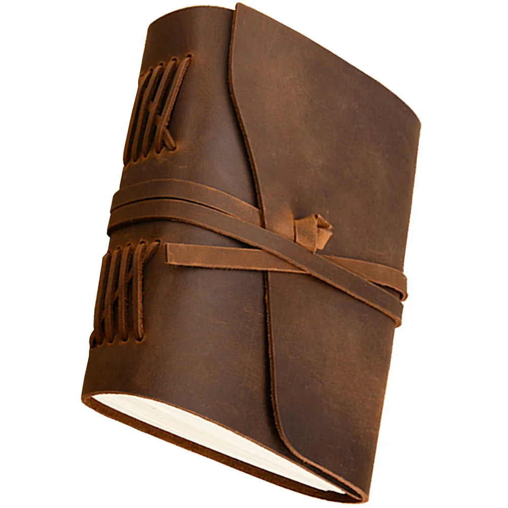 

1pc Vintage Leather Notebook Delicate Business Notebook Rope Notepad