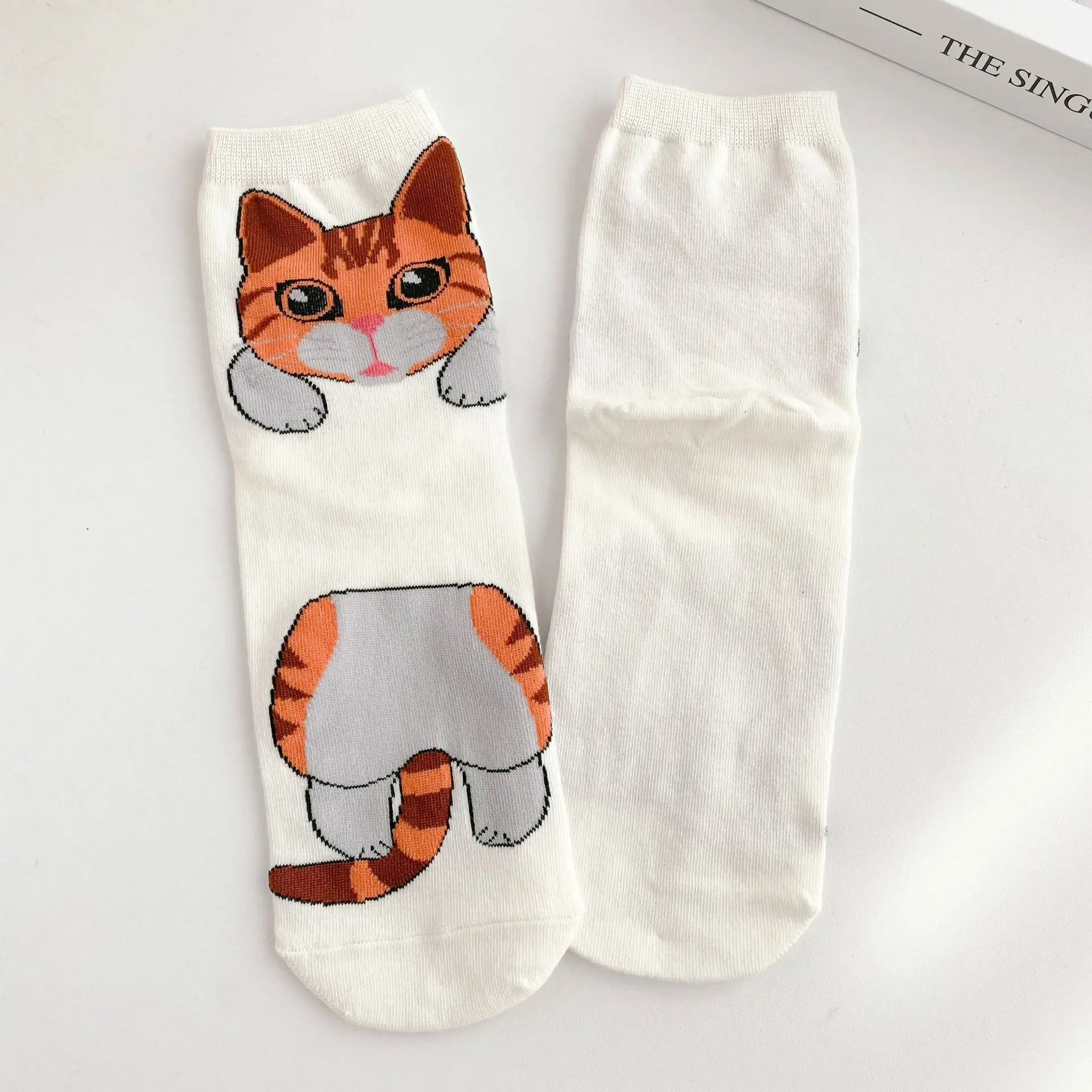 Fashion Cute Cartoon Cat Animal Cotton Girls Socks Set 5 Pairs New Hip Hop Trend Kawai Colorful Women's Cotton Socks images - 6