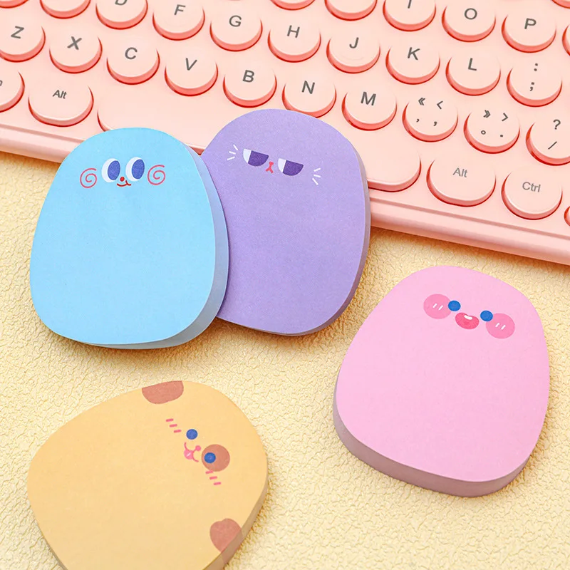 

60 Sheets Kawaii Cartoon Memo Pad Cute Colored Emoticon Sticky Notes Perfect for Girls and Leaving Messages, Sticking Paper