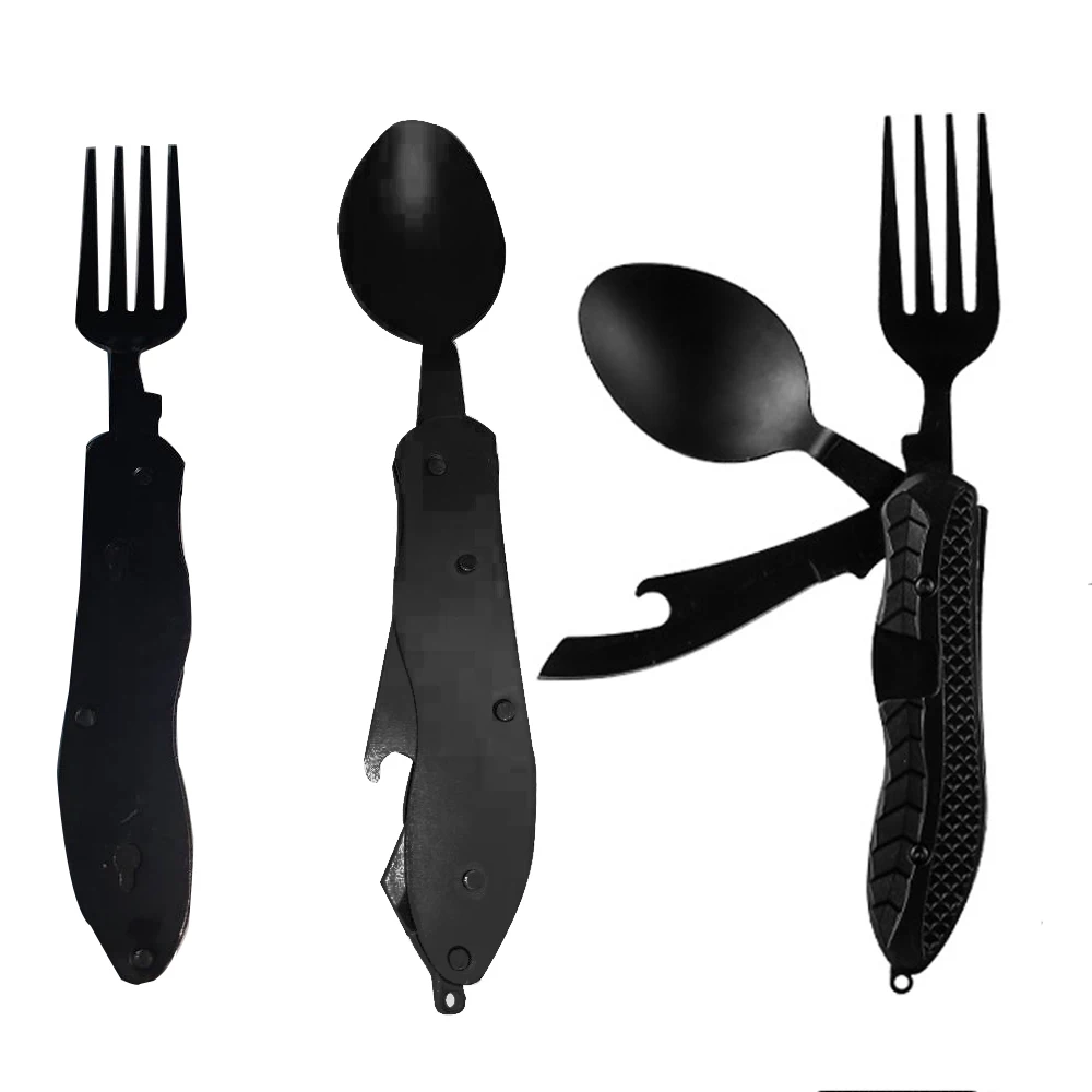 

Многофункциональный инструмент 3 в 1, посуда для кемпинга, портативная складная ложка из нержавеющей стали, вилка, нож, открывалка для бутыло...