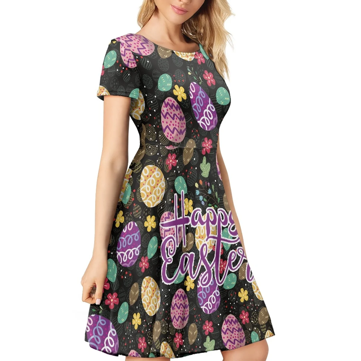 

HYCOOL счастливая Пасха платье весенние яйца кролики цветочный принт животных уличная одежда Бохо пляжные Длинные платья женское современное платье 2023