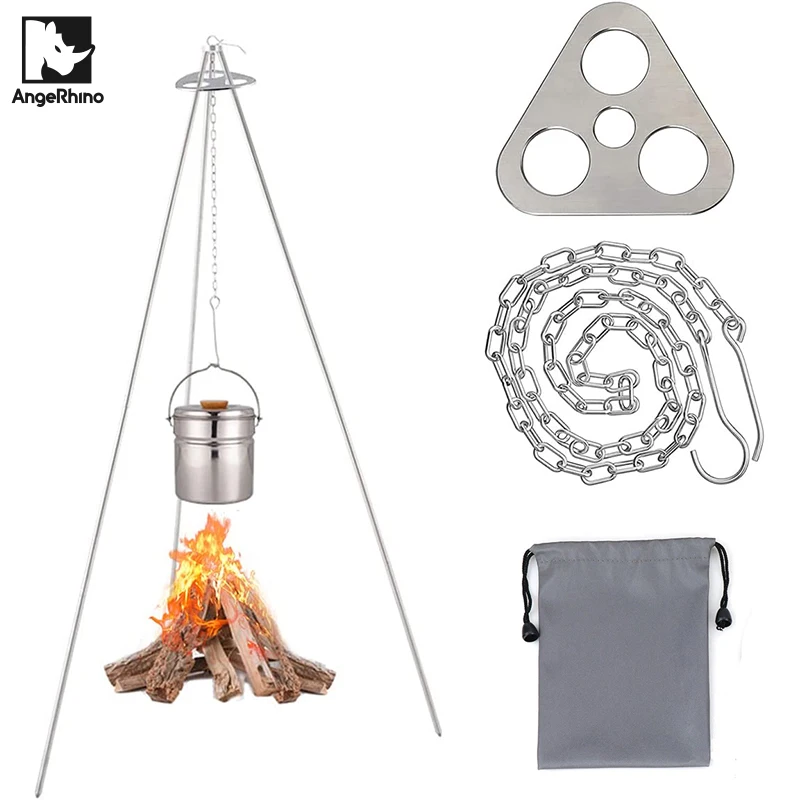 

Outdoor Firepit Hang Pot Cooking Camping Tripod Board Campfire Support Plate Turn Branches into Campfire Tripod Camping Gear