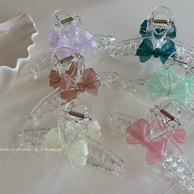 Прозрачная большая заколка-бант желеобразного цвета новинка женская заколка для