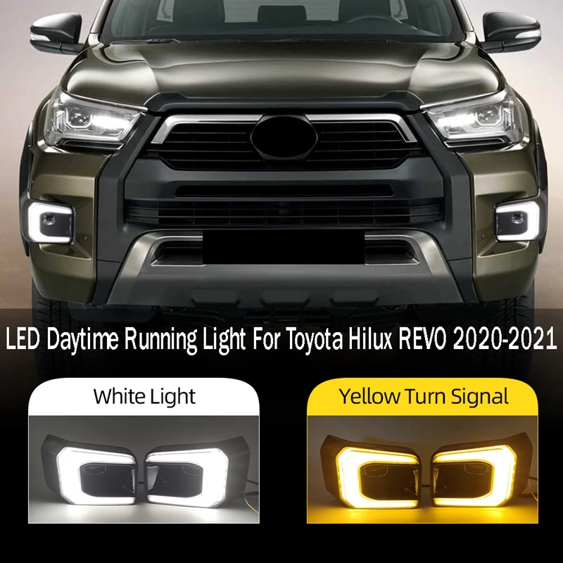 

2PCS Car LED Daytime Running Light Signal Lamp Assembly Corner Light for Toyota Hilux REVO 2020-2021
