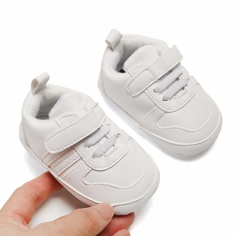 

Baby Shoes Newborn Boys Girls White Walkers Kids Up PU Leather Soft Soles Sneakers 0-18 Months First Walker Shoes for Newborns