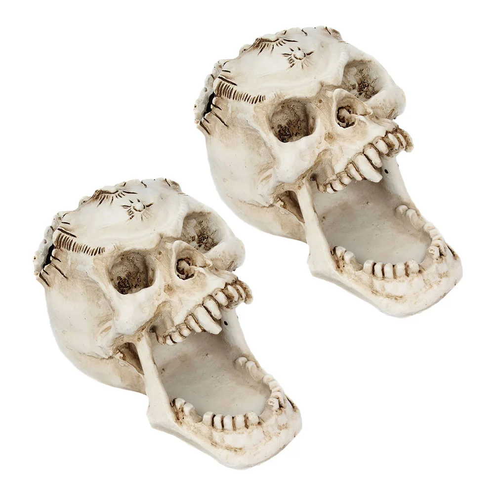 

Holder Desk Ornaments Makeup Pen Decor Storage Box Tray Halloween Head Adornments Brush Resin Shape Boxes Decors Holders Men