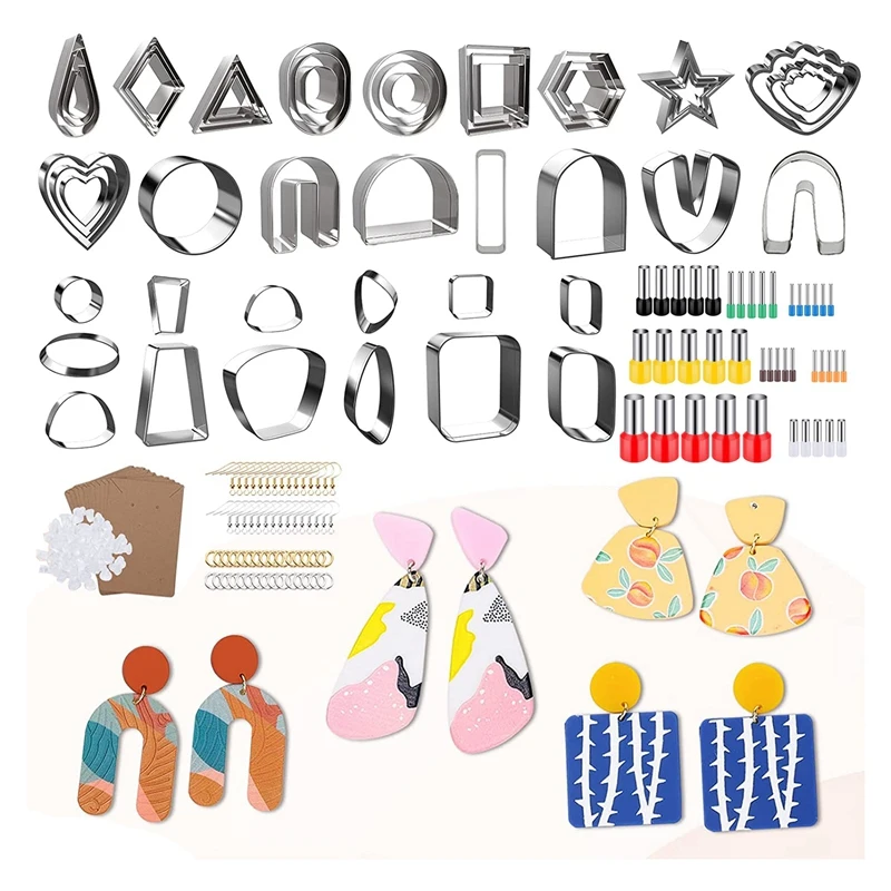 

Polymer Clay Cutters Set, 50 Shapes Stainless Steel Clay Cutters, 40 Circle Shape Cutters And 105 Earrings Accessories