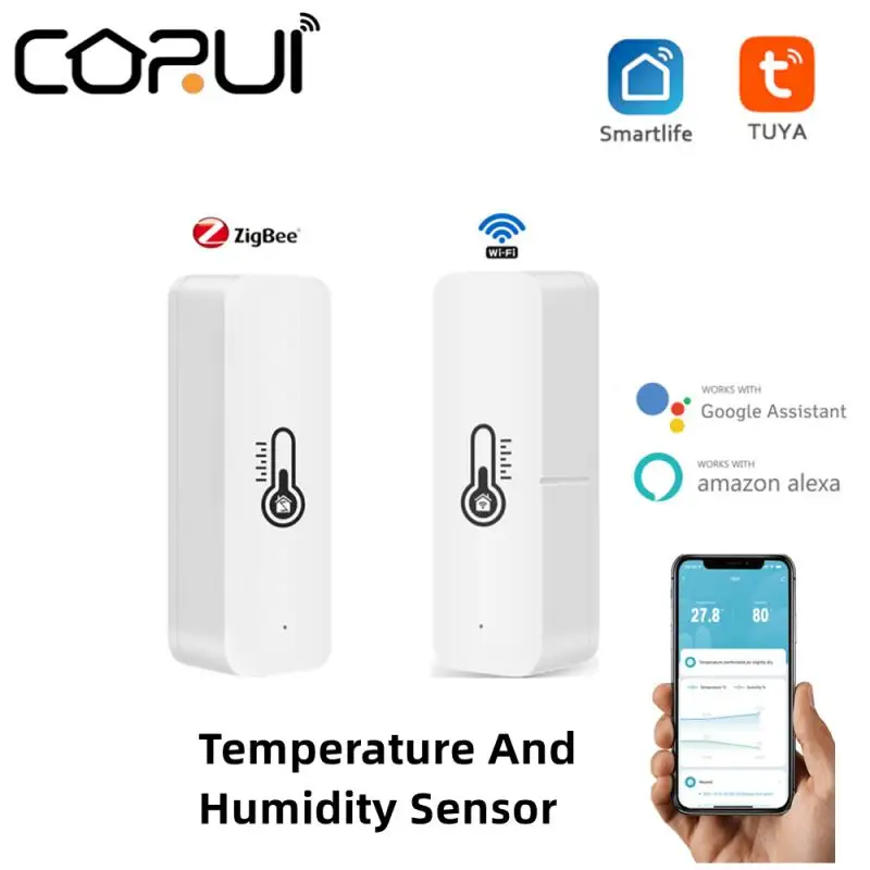 

Умный контроллер температуры и влажности CORUI Tuya Wi-Fi ZigBee, комнатный гигрометр, работает с Alexa Google Assistant