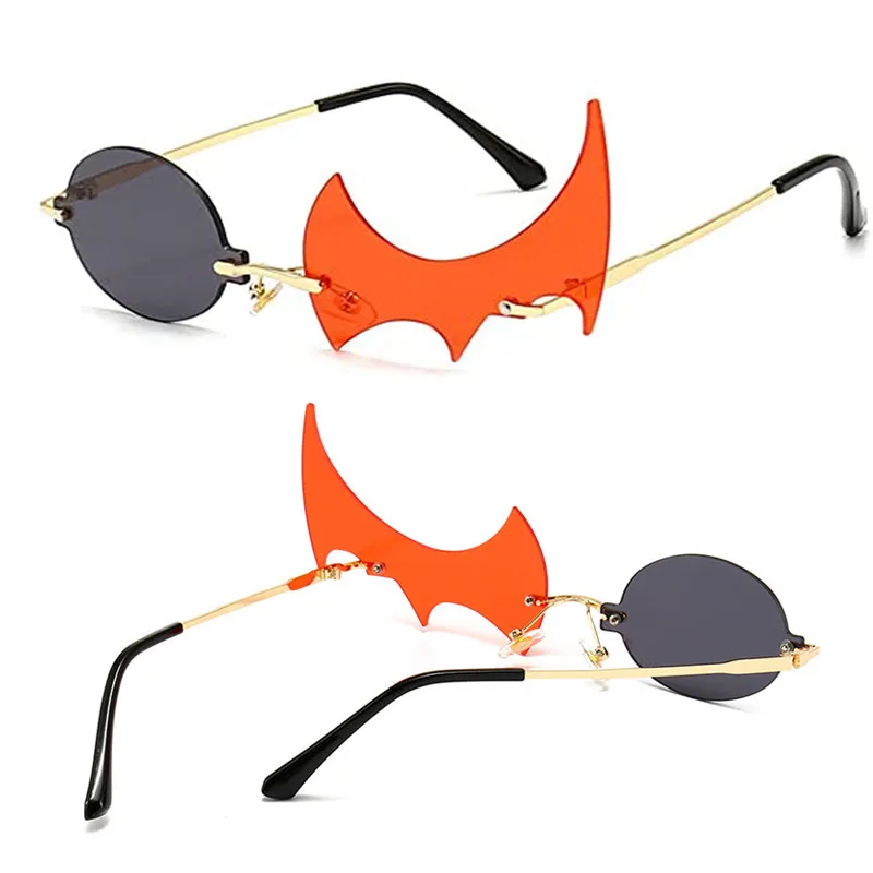 Anime Danganronpa Monokuma Cosplay Prop Polygon Flame Shaped Sunglasses Vintage Orange Frameless Punk Sun Glasses Woman Man