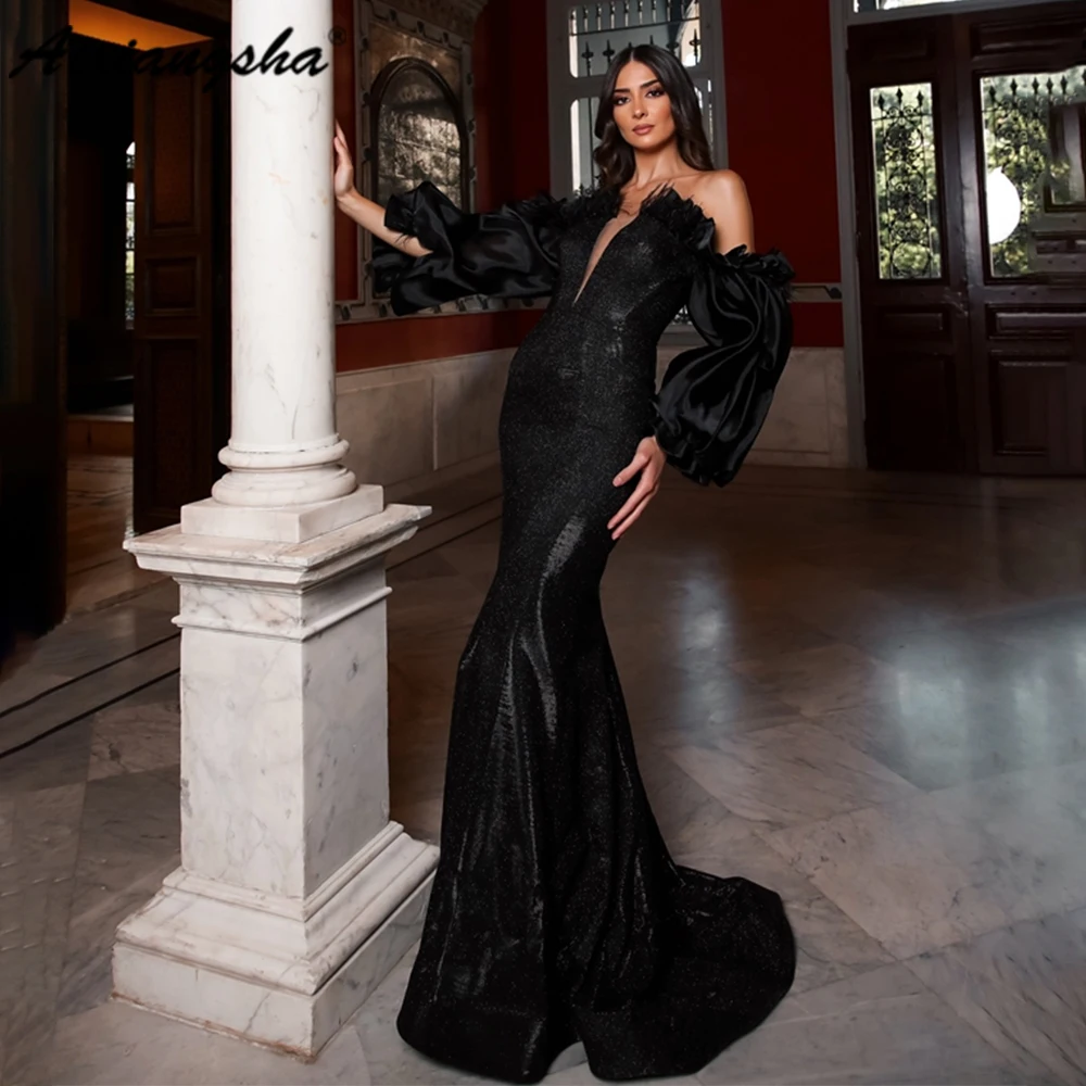 

Aixiangsha Sexy Mermaid Evening Dress Puff Sleeves Prom Dress Strapless vestidos de noche 2023 Custom Made For Elegant Women