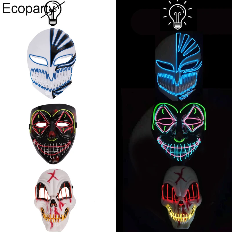 2022 год страшная светодиодная маска на Хэллоуин фотомаска для взрослых |
