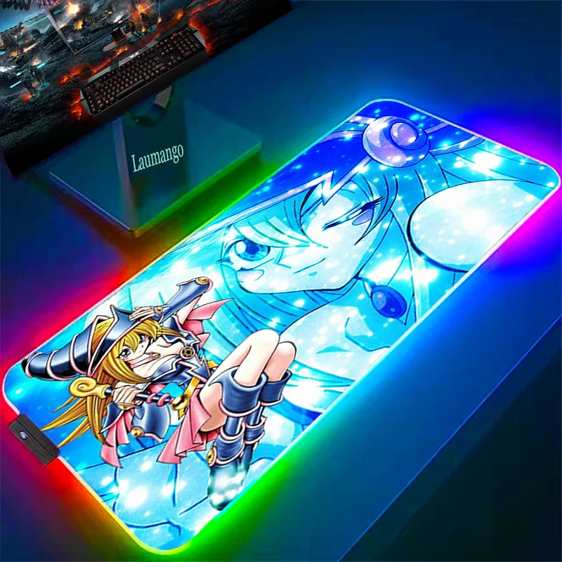 

Yu Gi Oh Dark Magician Girl RGB Mouse Pad Gaming Pc Mat Anime Mousepad Gamer Rug Computer Accessories Diy For Office Mats Carpet