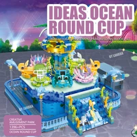 creative technical linkage ocean round cup building blocks ideas amusement park bricks set boys toys for children girls gifts