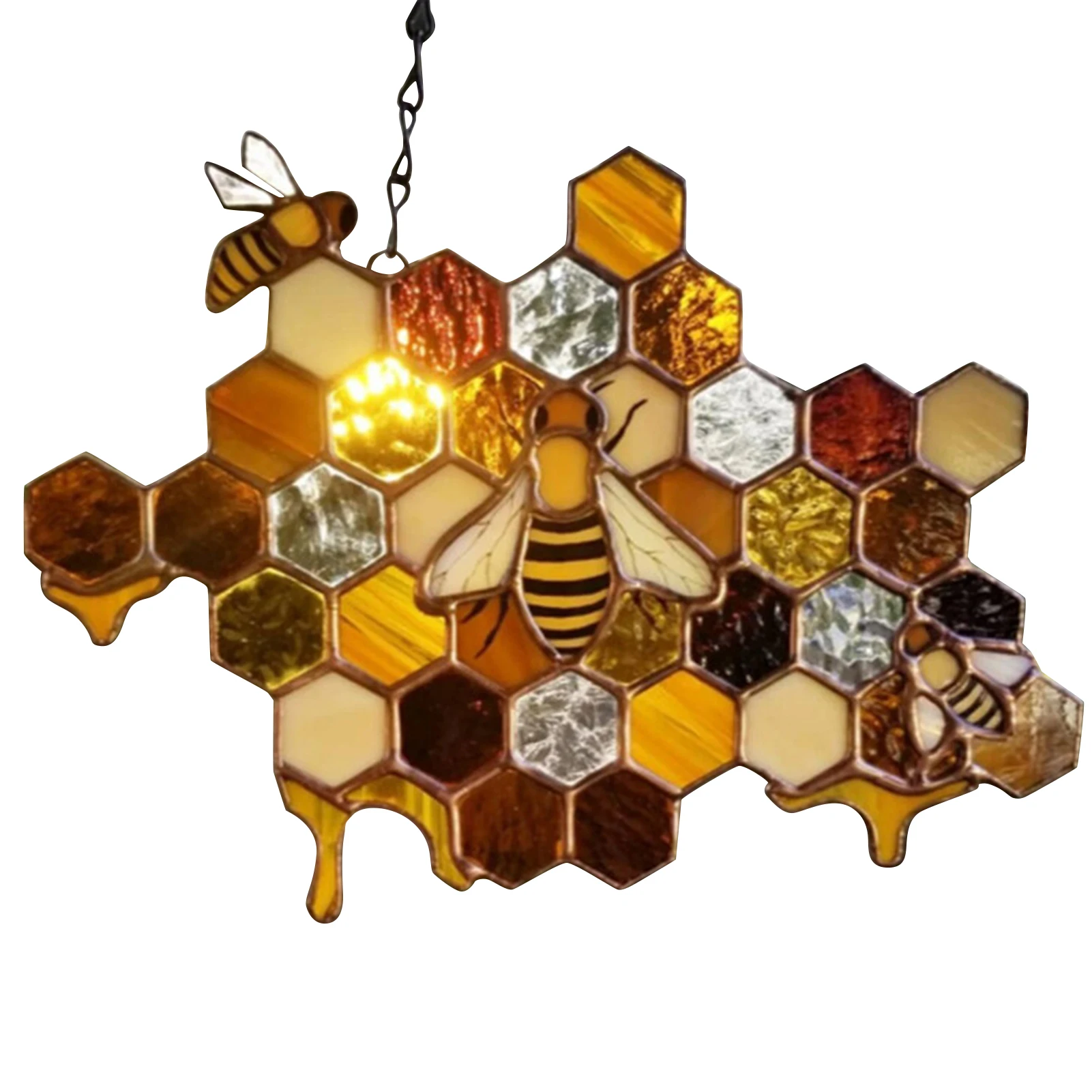 Queen Bee Protect Honey Suncatcher Honey Bee Mosaic Handmade Home Decoration Wall Art Window Decal Home Art Decor WWO