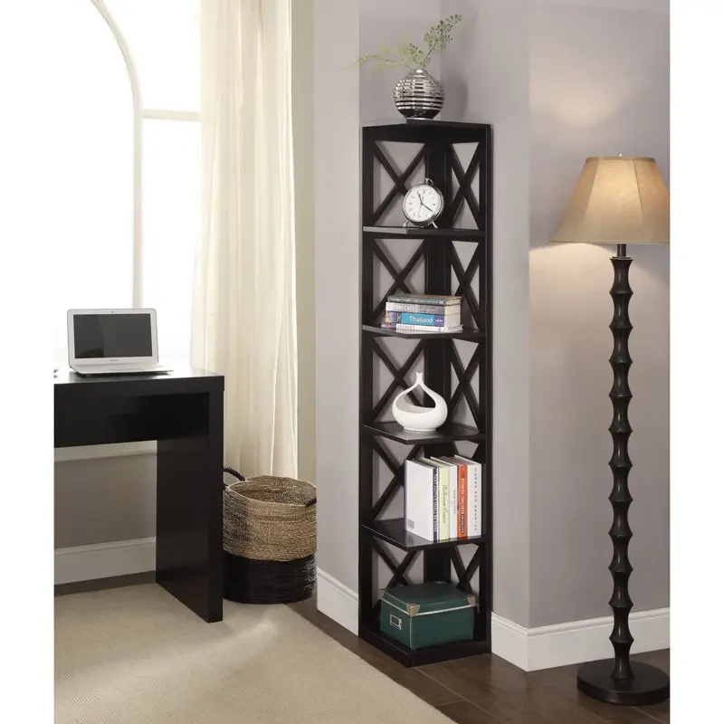 

Oxford 5 Tier Corner Bookcase, Black