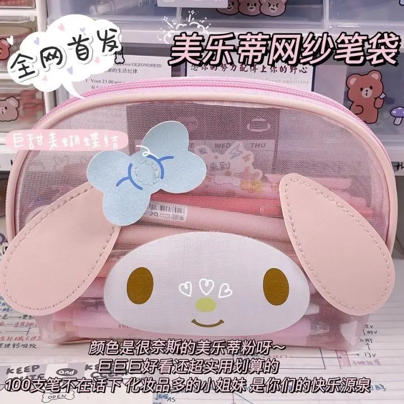 

Sanrio сумка для ручек Mymelody Cinnamoroll kawaii высокое качество ограниченная вышивка сумка для ручек большая емкость многослойная Студенческая сумка ...