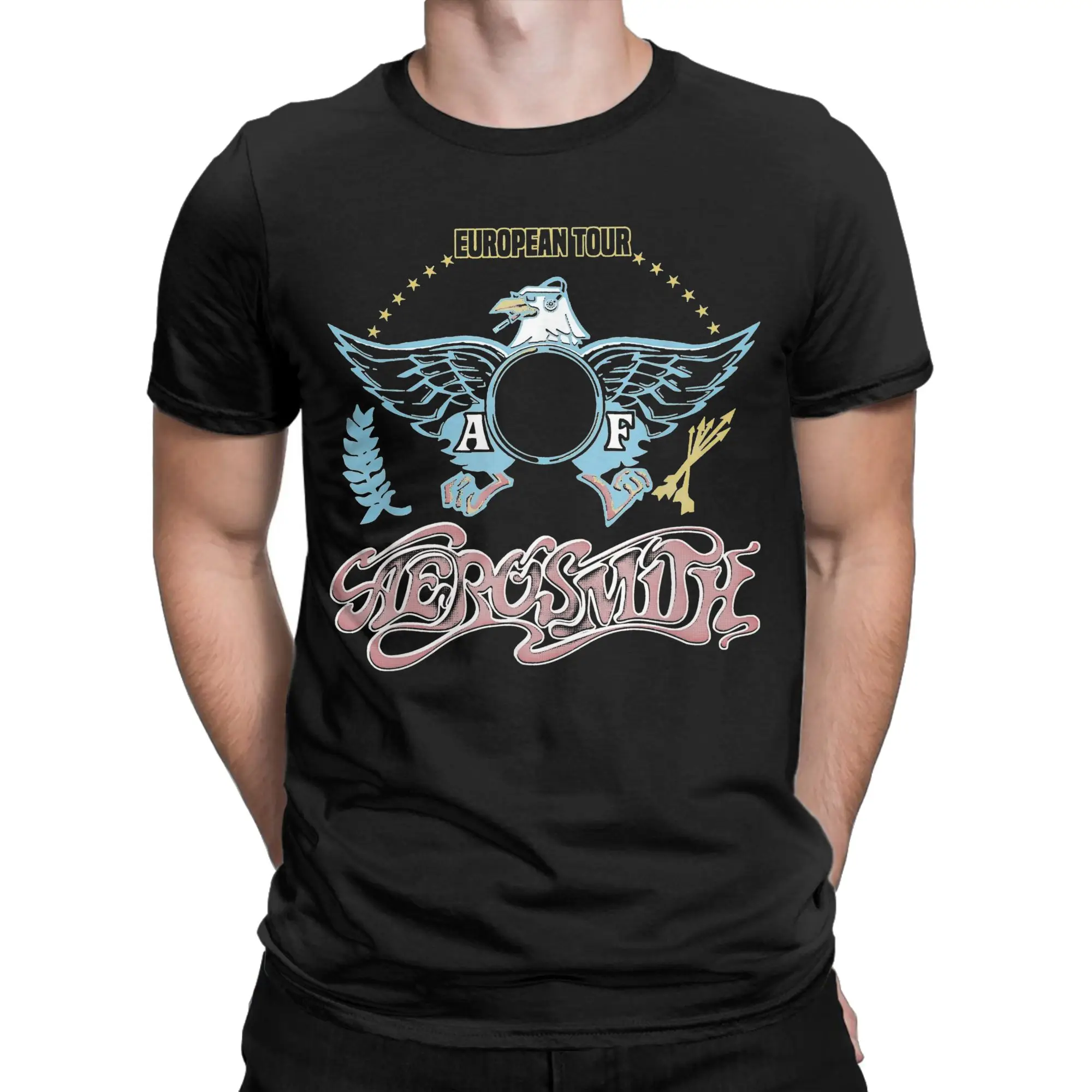 Фото Футболка с графическим принтом европейской рок-группы Aerosmith Music Tour для мужчин и женщин, футболка из 100% хлопка, одежда №1