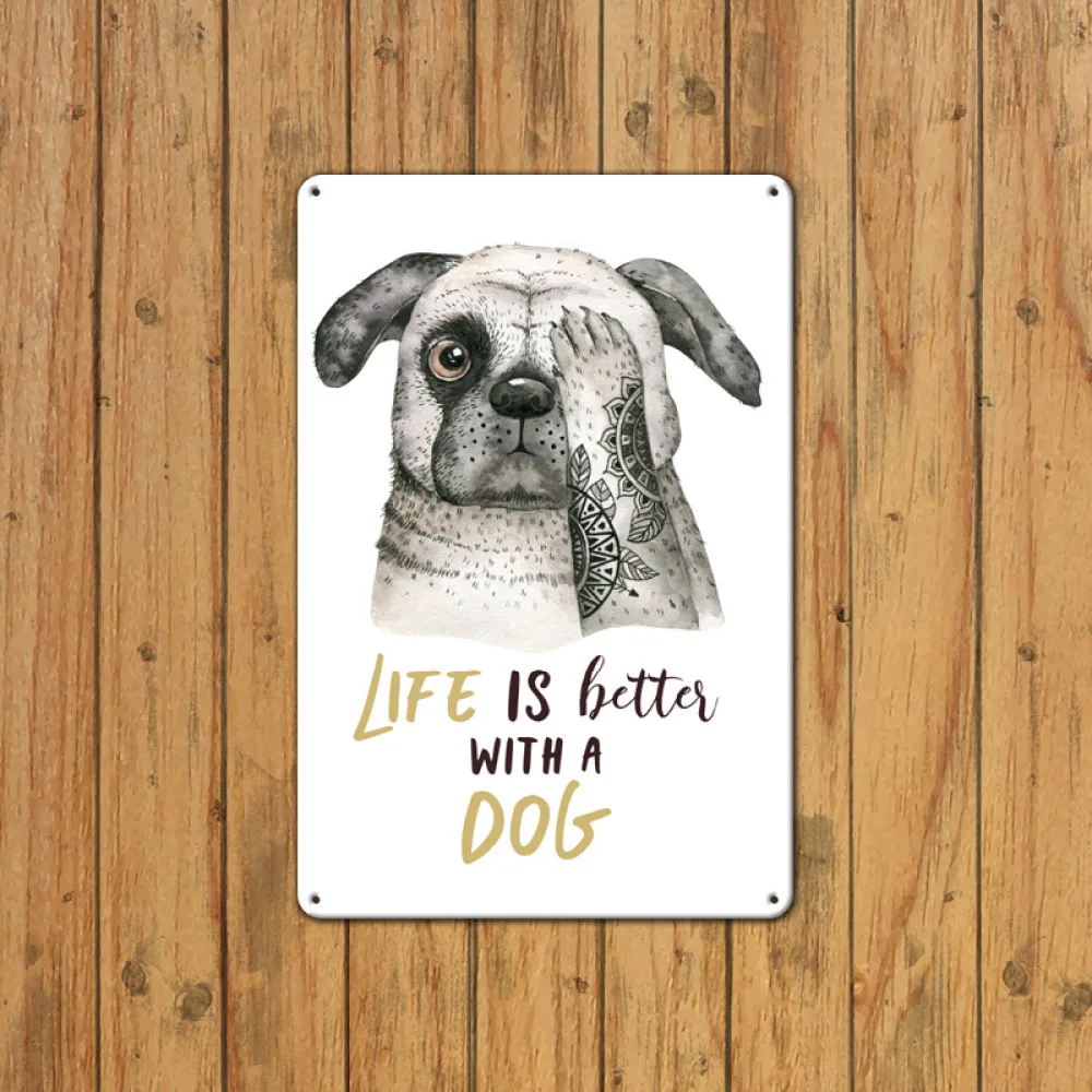 

Animals Cartoon Dog Series Metal Sign Nordic Style Plaques Plates For Living Room Modern Minimalist Pub Bar Home Wall Decor