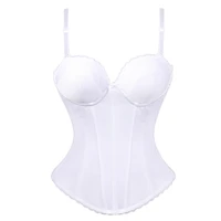 sexy woman straps corset top sheer corset black and white with cups corgested bustier basque elegant womens underwear