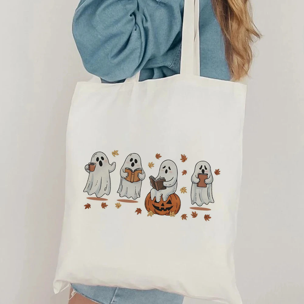 Женская Холщовая Сумка-тоут В Форме Ghostly Book Милый Покупатель На Плечо Для
