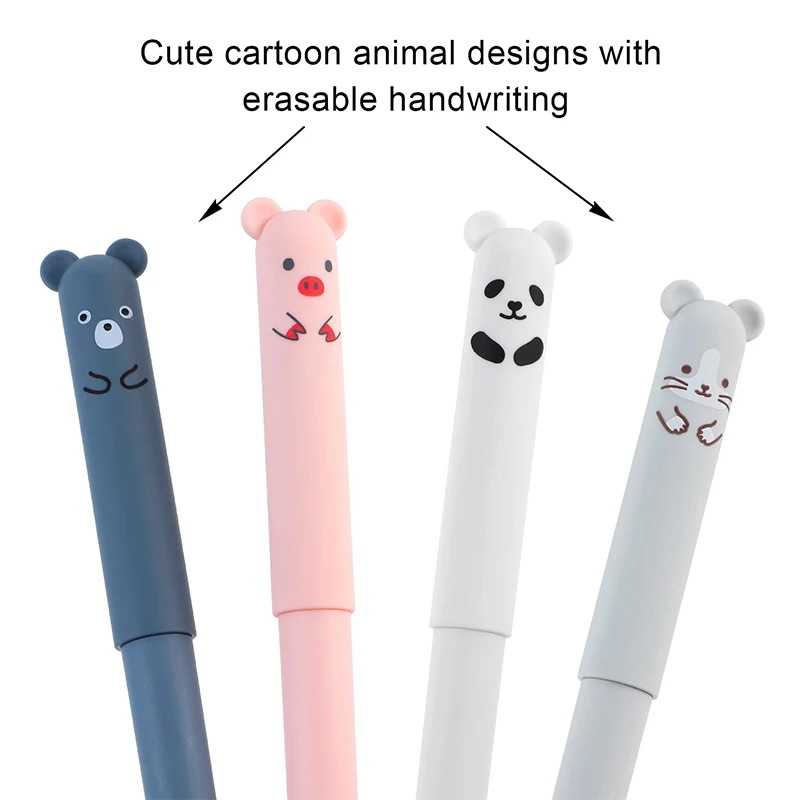 20Pcs Bear Erasable Pendant Gel Pen Cartoon Animal Creative Thermal Pens