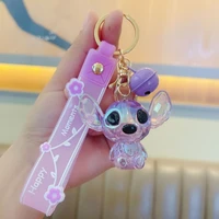 creative cartoon stitch keychain cute lilo stitch acrylic keyring colorful bag ornament car key chain