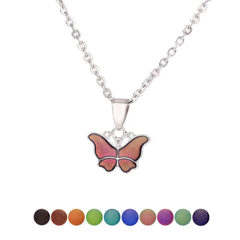 

for butterfly Gemstone Color Change Mood Pendant Magic Emotion Feeling Necklace 264E