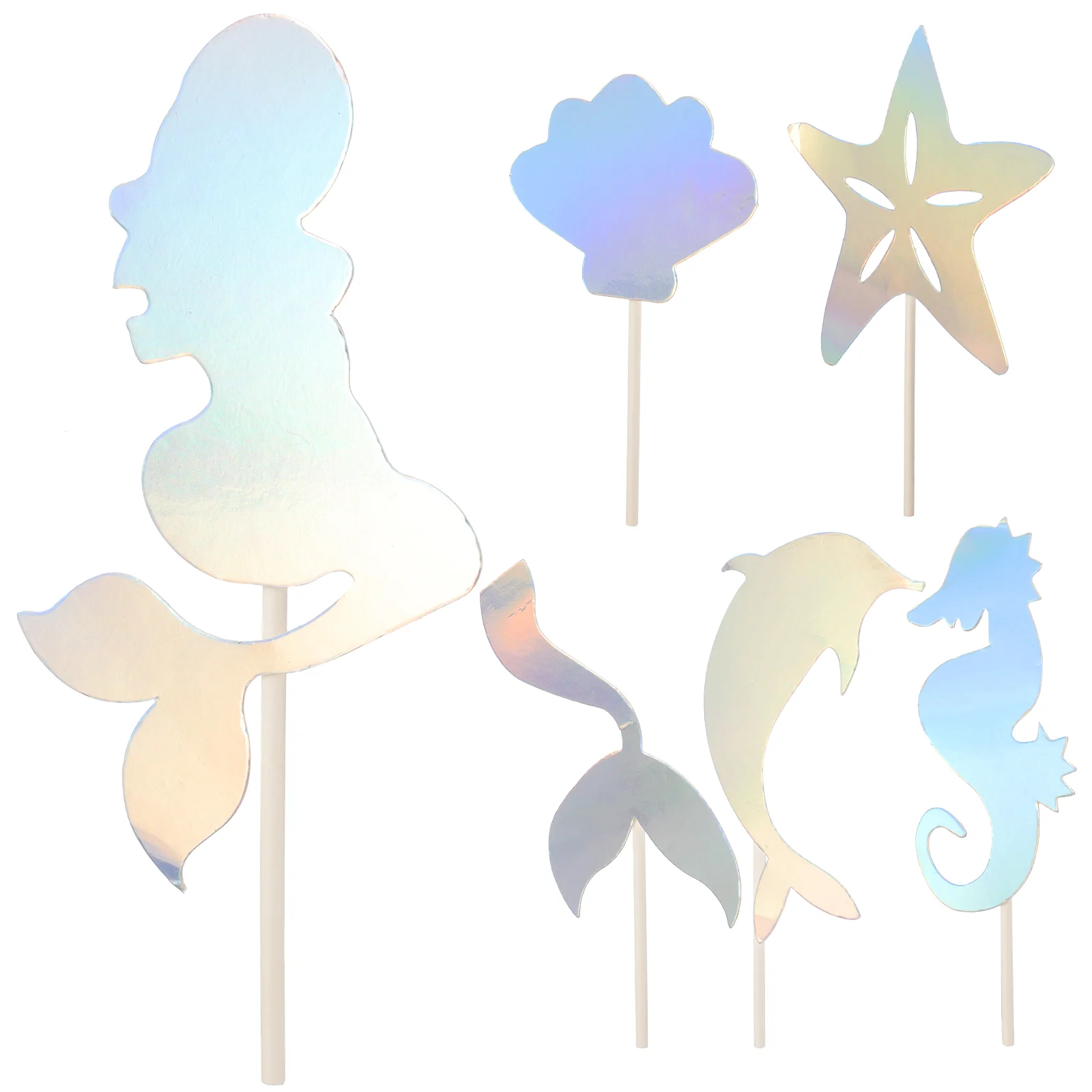 

2 Sets Mermaid Glitter Cake Decorative Props Birthday Cake Inserts