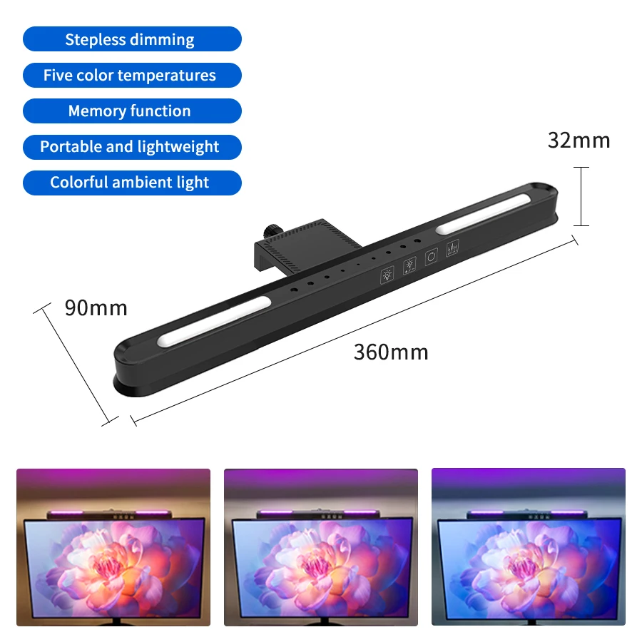 

Светодиодная Лампа Для Монитора RGB, Подвесная Лампа Для Экрана, Защита Зрения, Настольная Лампа 36 См/51 См