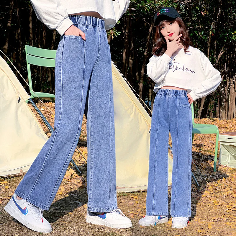 

Брюки-Багги женские джинсовые прямые с высокой талией