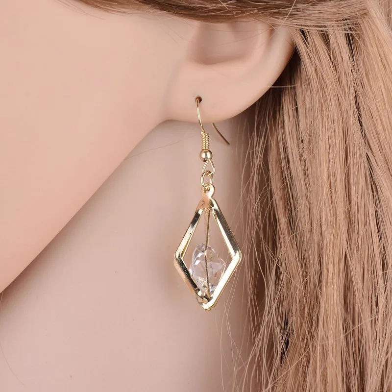 

Exquisite Fashion Earrings for Women Original Geometric Prismatic Crystal Zircon Earrings Wedding Party Jewelry Gift Wholesale