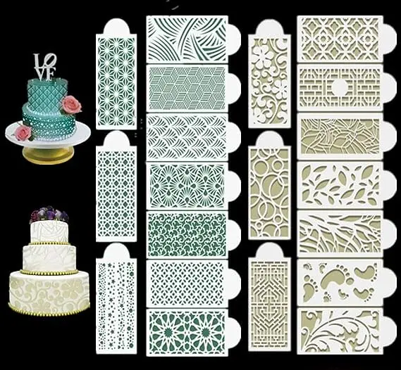 

Cake Fondant Mesh Stencil Stamp Embossing for Decorating Tool Plastic Lace Spray Mold Wedding Cookies Chocolate Drawing Painting