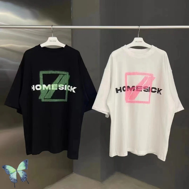 

Stock High Quality Men Women Summer Welldone Top Tee We11done Homesick T-shirt