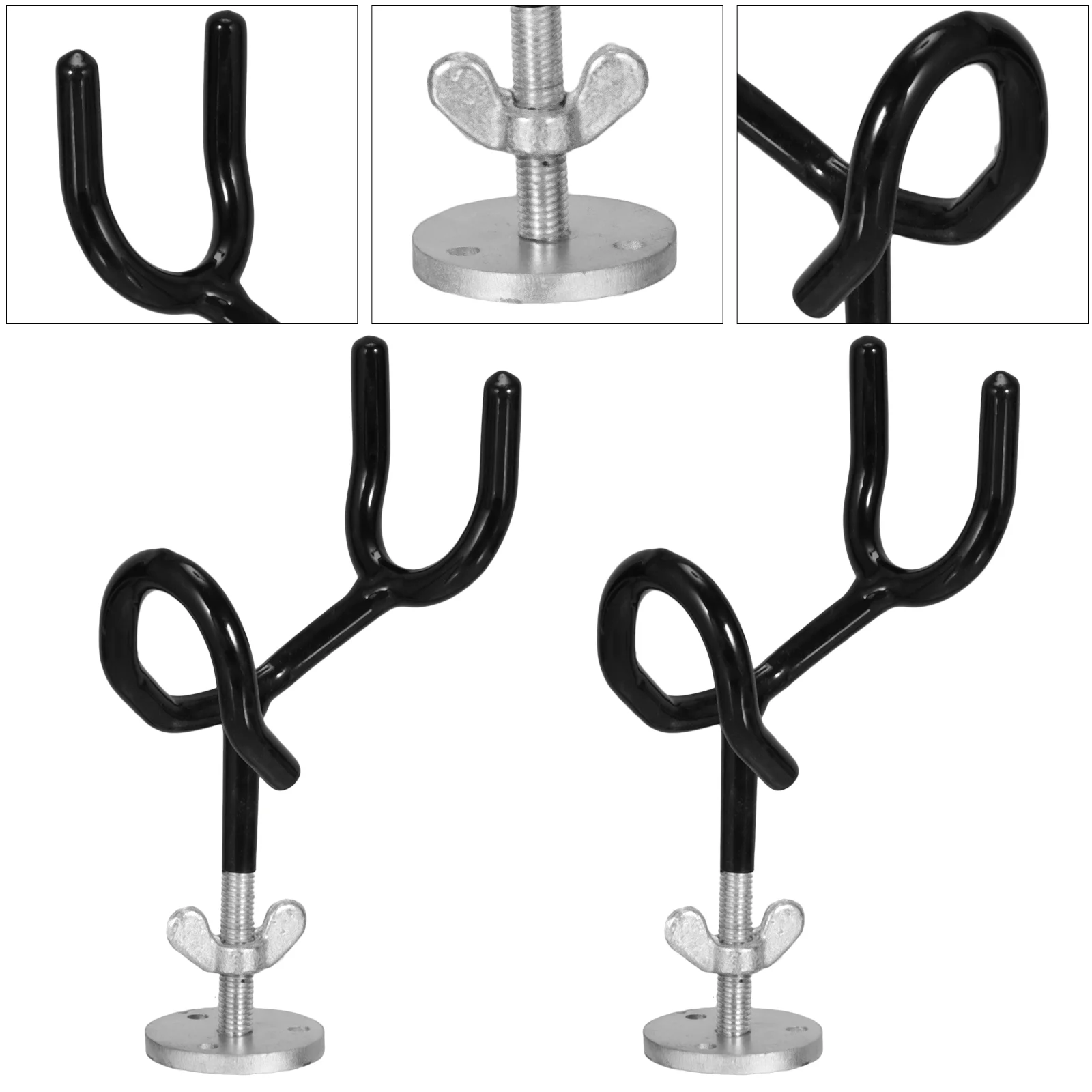 

2Pcs Sure Grip Steel Boat Rod Holder Coated Steel Wire Fish Pole Holder (Black)