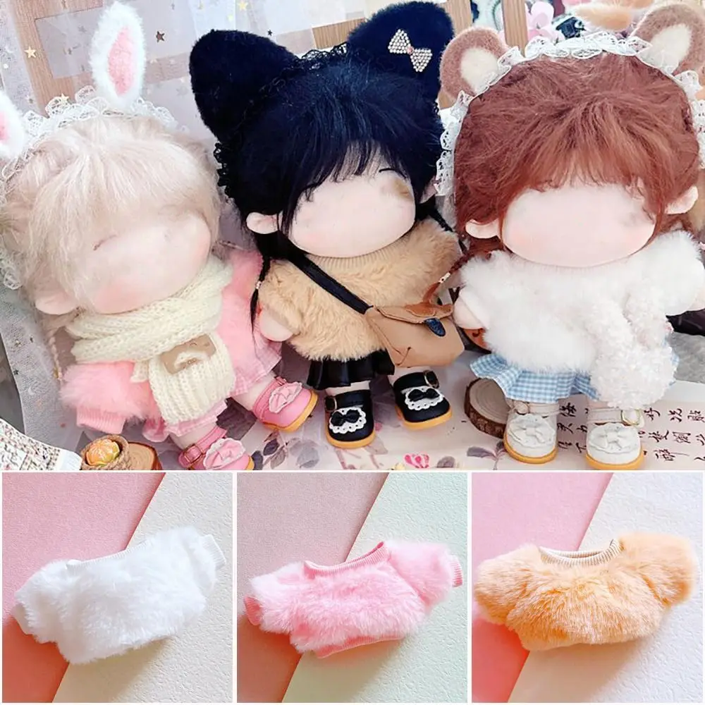 

Dressing Game Idol Dolls Outfit Playing House Cotton Stuffed Hairy Sweatshirt 20CM Doll Clothes Fluffy Plush Sweater