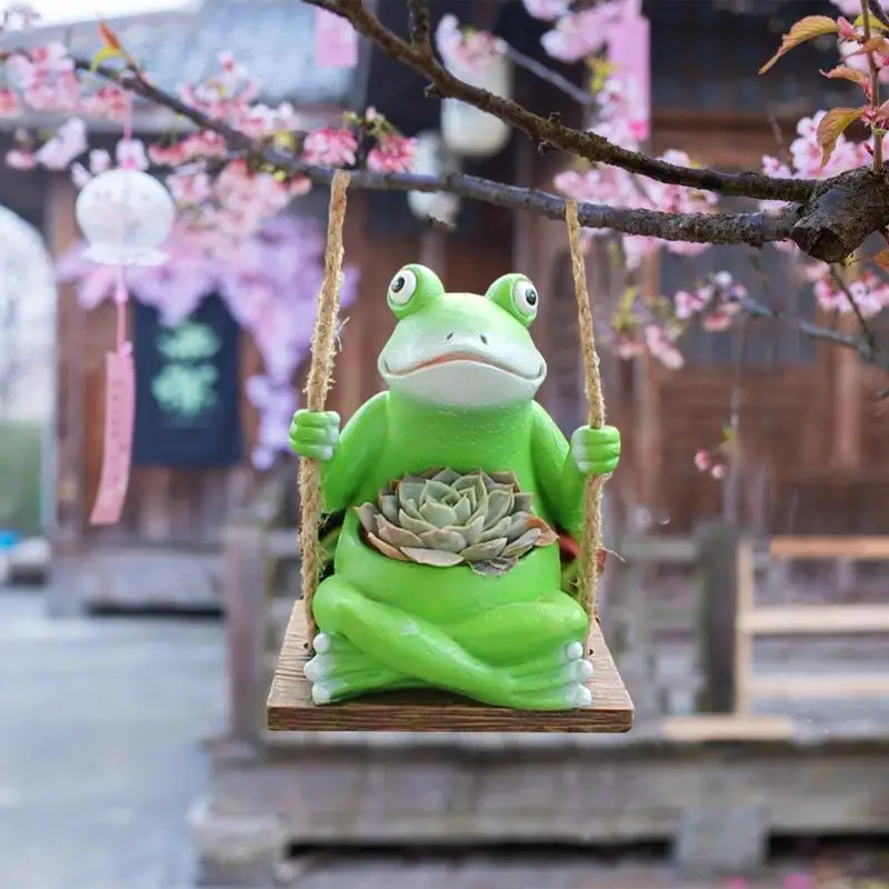 Каучуковые лягушки Милые качели искусственные кактусы горшок подвесной садовый