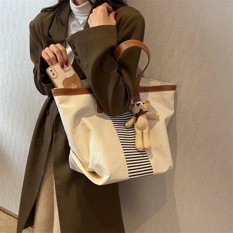 

Модная Сумка-тоут на одно плечо, женская сумка, новинка 2023, вместительная Холщовая Сумка для отдыха