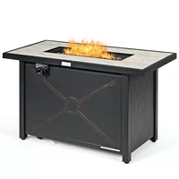 42" Rectangular Propane Gas Fire Pit 60,000 Btu Heater Outdoor Table W/ Cover