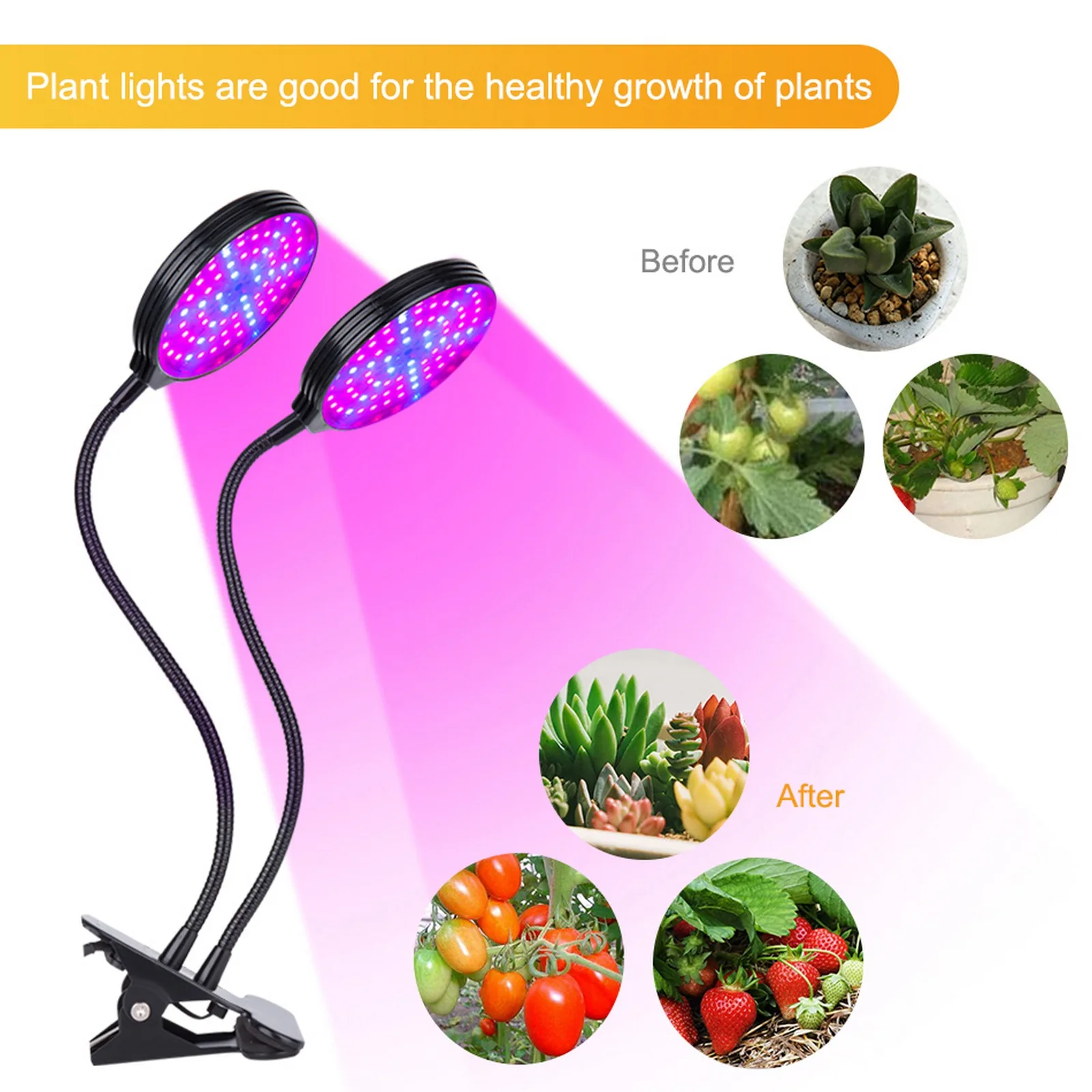 

LED Grow Light Indoor Plant Planting Light Full-spectrum Phytolamps with Timer Table Clamp For Plants Seedlings Flower Home Grow