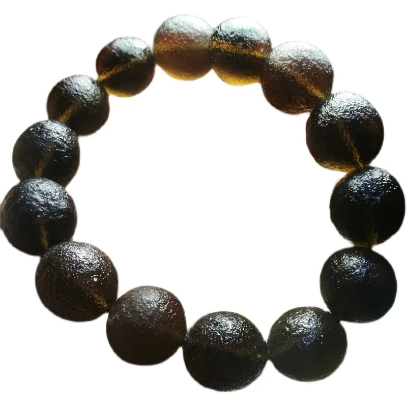 

Meteorite GEM Impact Glass black blurry round bracelet 8/10/12/14mm FPPJ wholesale beads nature energy bracelet 17cm
