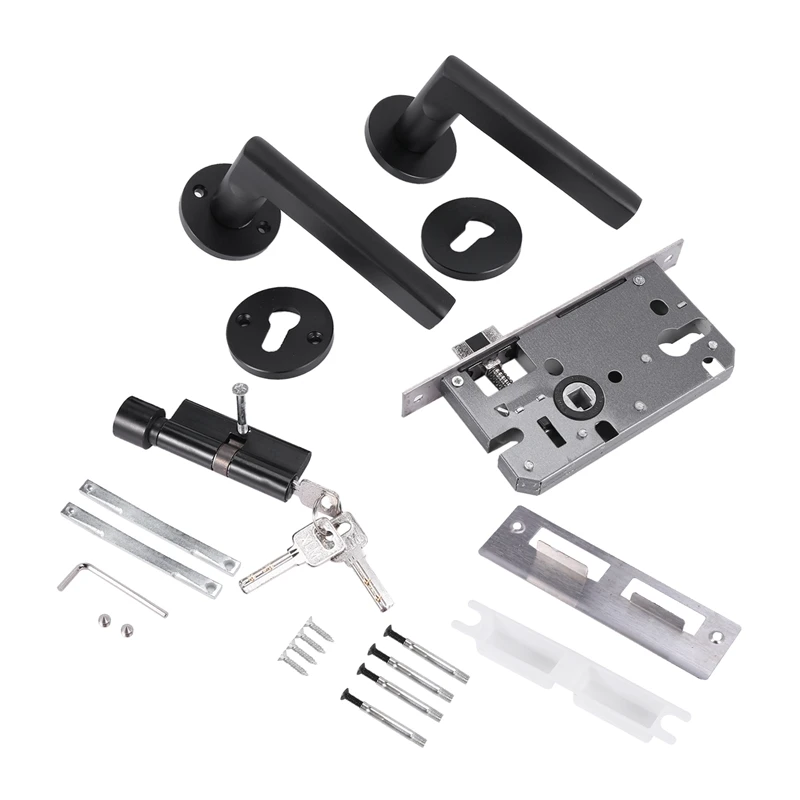 

Top Black Space Aluminum Door Handle Interior / Bedroom Door Lock Split Silent Door Lock ,Door Hardware